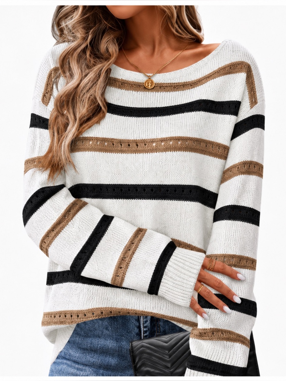 Zeagoo Striped‎ Knit Long Sleeve Top NWT